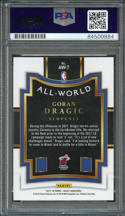 2017-18 Panini Select All-World #AW-7 Goran Dragic Signed Card AUTO 10 PSA/DNA S