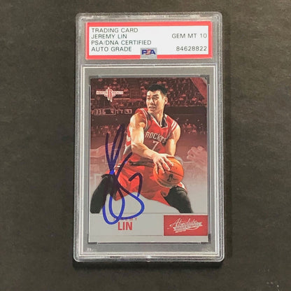 2012-13 Panini Absolute #16 Jeremy Lin Signed Card AUTO PSA Slabbed Rockets