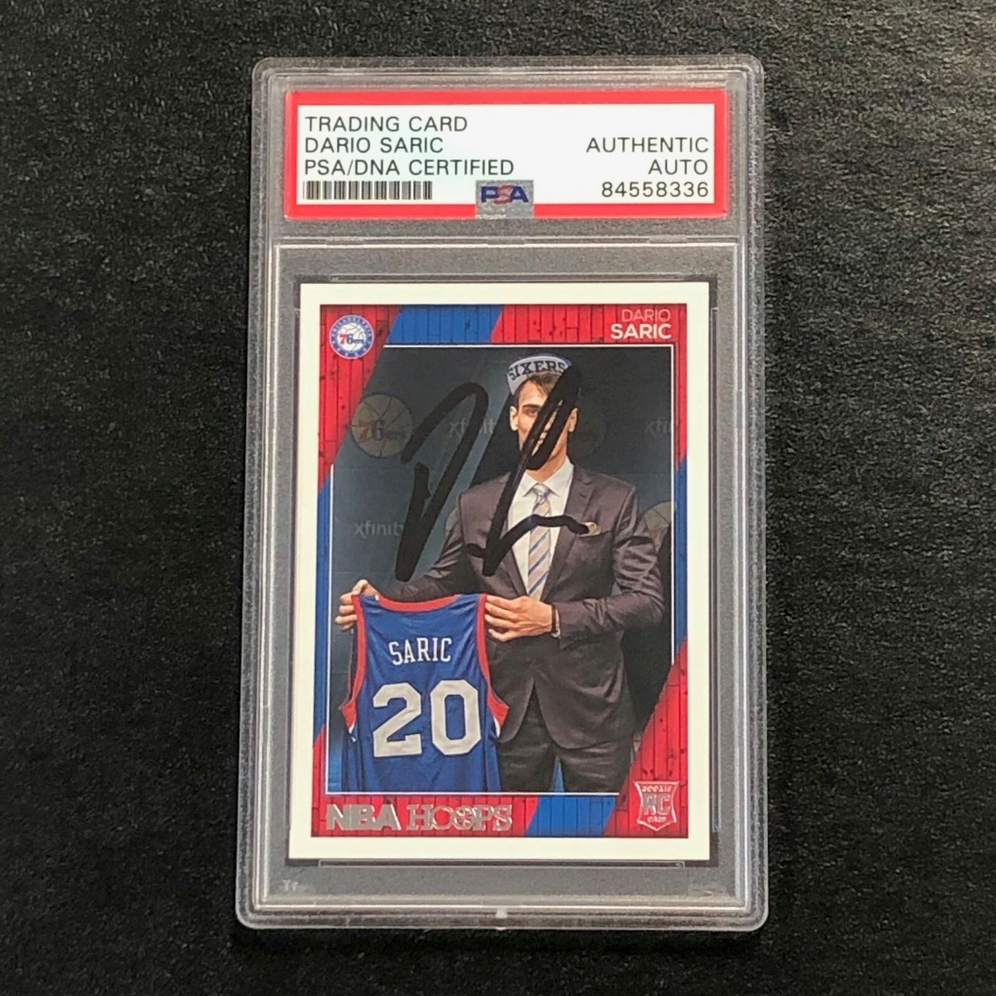 2016-17 NBA Hoops #299 Dario Saric Signed Card AUTO PSA Slabbed RC 76ers
