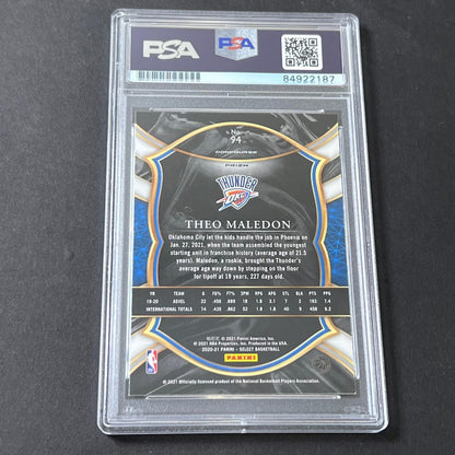 2020-21 Panini Select #94 Theo Maledon Signed Card AUTO 10 PSA Slabbed RC Thunde