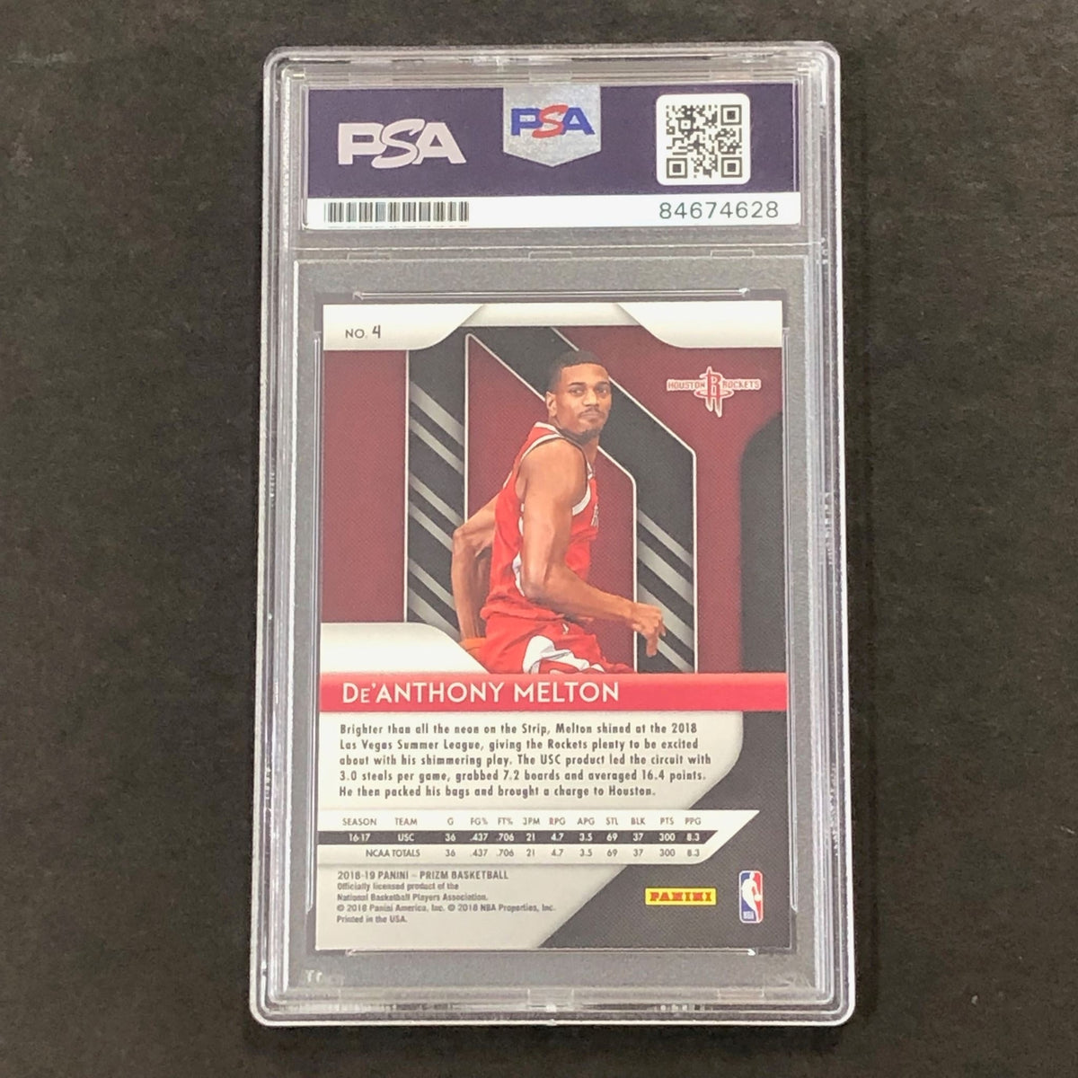2018-19 Panini Prizm #4 De'Anthony Melton Signed Card AUTO GRADE 10 PSA Slabbed