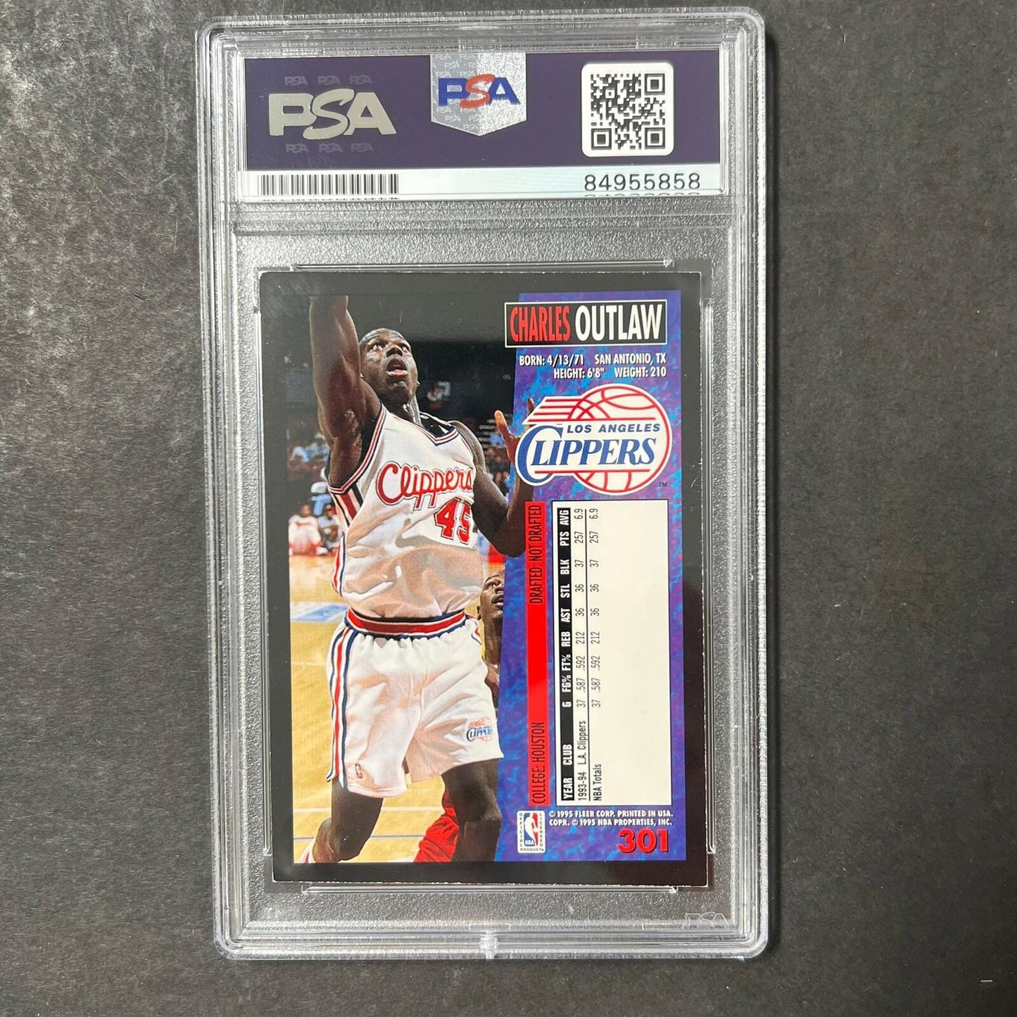 1995 Fleer #301 Charles Bo Outlaw Signed Card PSA Slabbed Clippers