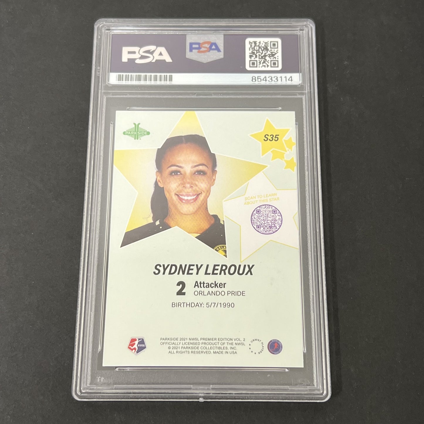 2021 NWSL Premier Edition Vol. 2 #S35 Sydney Leroux signed card PSA Auto 10