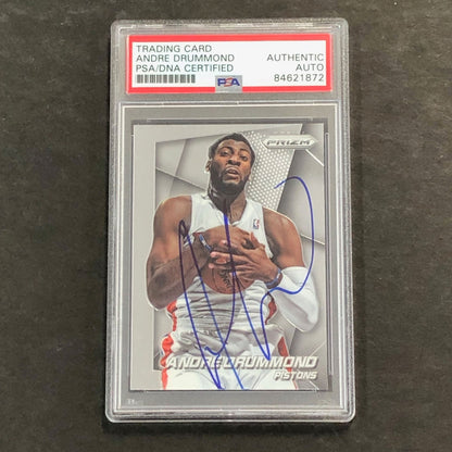 2014-15 Panini Prizm #67 Andre Drummond Signed Card AUTO PSA Slabbed Pistons