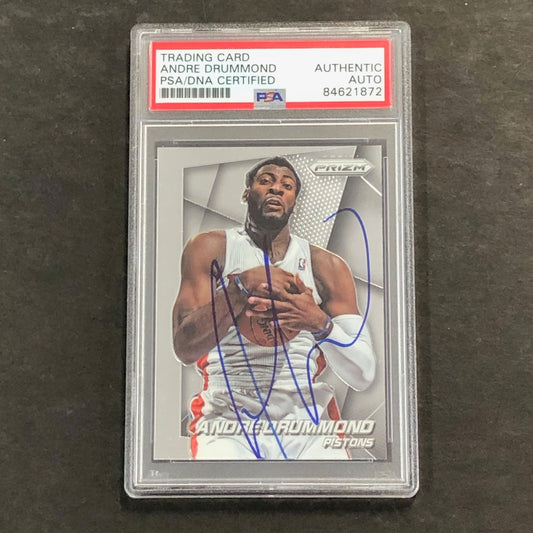 2014-15 Panini Prizm #67 Andre Drummond Signed Card AUTO PSA Slabbed Pistons