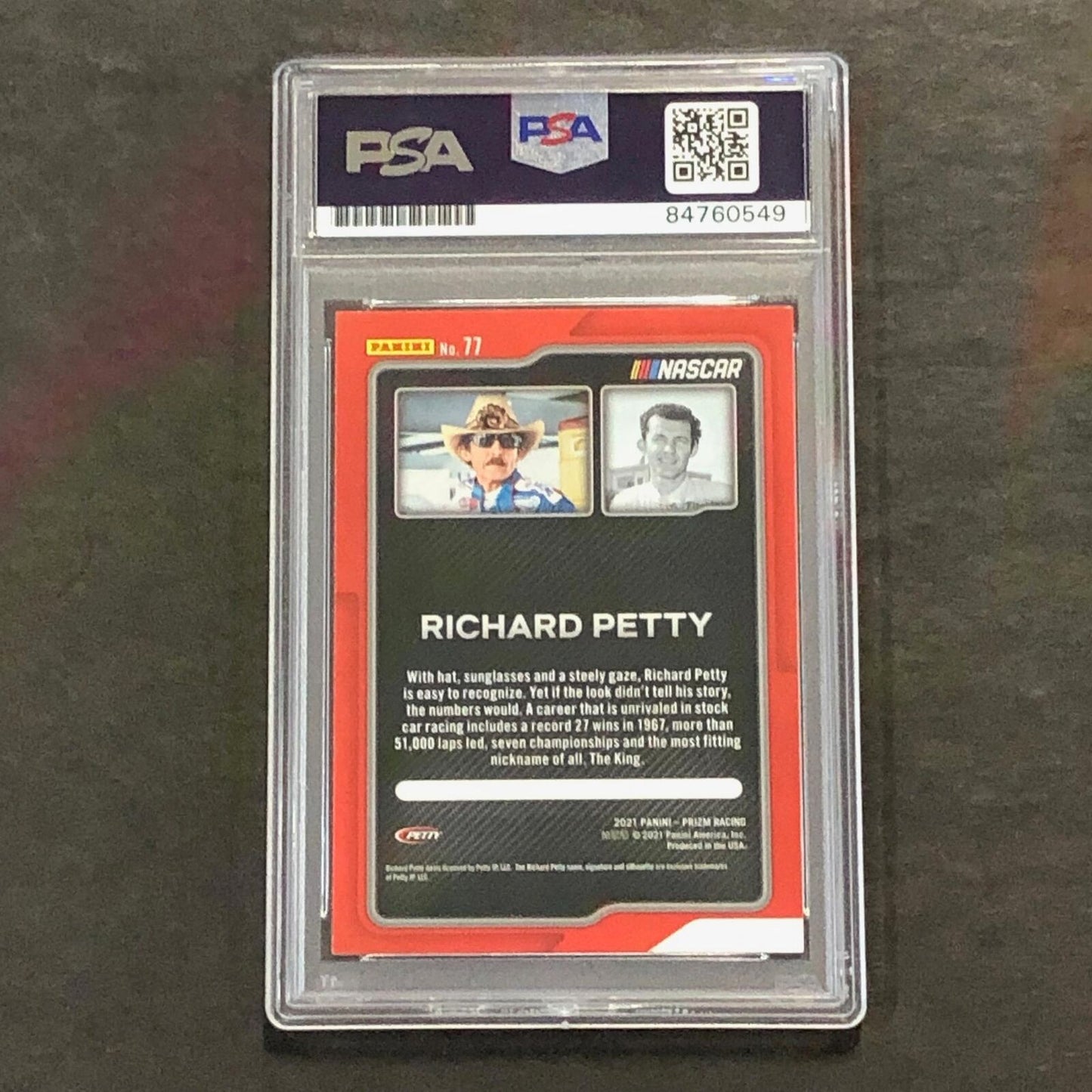 2021 Panini Prizm Racing Flashbacks #77 Richard Petty Signed Card AUTO 10 PSA Sl