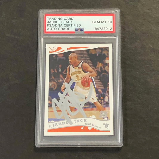 2005 Topps #242 Jarrett Jack Signed Card AUTO GRADE 10 PSA Slabbed RC Trail Blaz