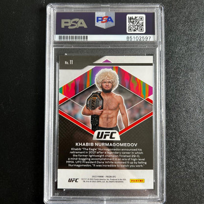 2022 Panini Prizm #11 Khabib Nurmagomedov Signed Card PSA Slabbed