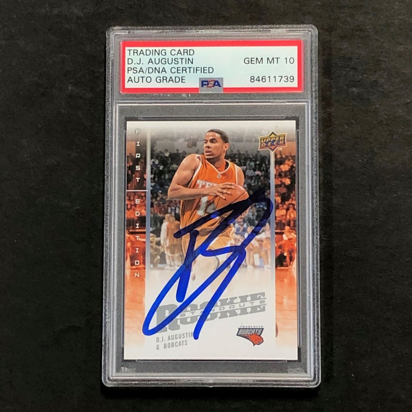 2008-09 Upper Deck First Edition #RSDA D.J. Augustin Signed Card AUTO 10 PSA Sla