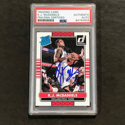 2014-15 Panini Donruss #231 KJ McDaniels Signed Card AUTO PSA Slabbed RC 76ers