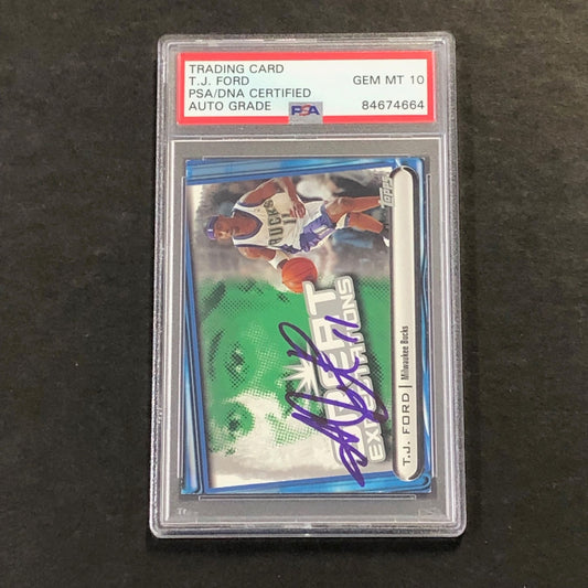 2003 Topps Great Expectations #GE-TJF TJ Ford Signed Card Auto 10 PSA/DNA Slabbe