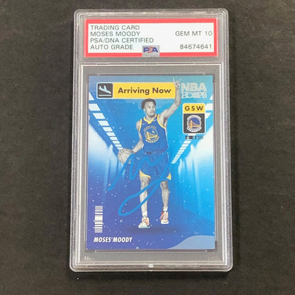2021-22 Panini NBA Hoops Arriving Now #20 Moses Moody Signed Card AUTO 10 PSA Sl