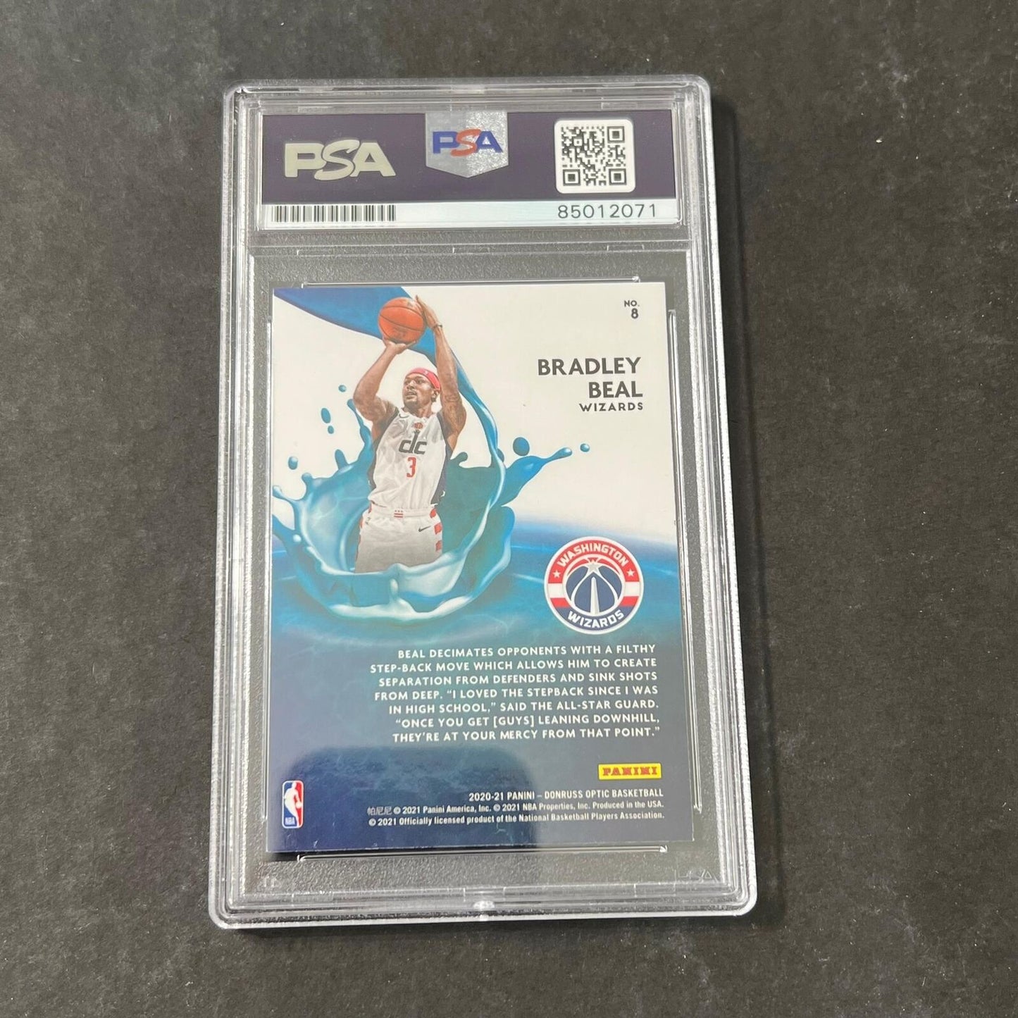 2020-21 Panini Donruss Optic #8 Bradley Beal Signed Card AUTO PSA Slabbed Wizard