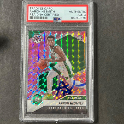 2020-21 Panini Mosaic #279 Aaron Nesmith Signed Card AUTO PSA Slabbed RC Celtics