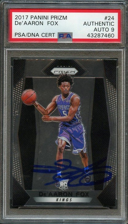 2017 Panini Prizm #24 De'Aaron Fox Signed PSA Slabbed Auto Grade 9 RC Rookie