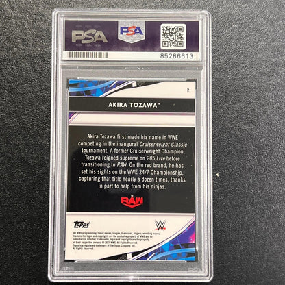 2021 Topps Finest RAW #2 Akira Tozawa Signed Card AUTO PSA Slabbed WWE