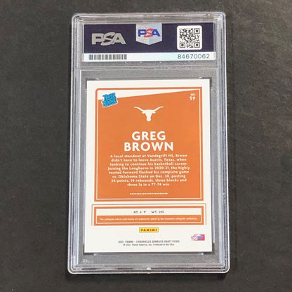2021-22 Panini Chronicles Donruss Draft Picks #39 Greg Brown Signed AUTO PSA Sla