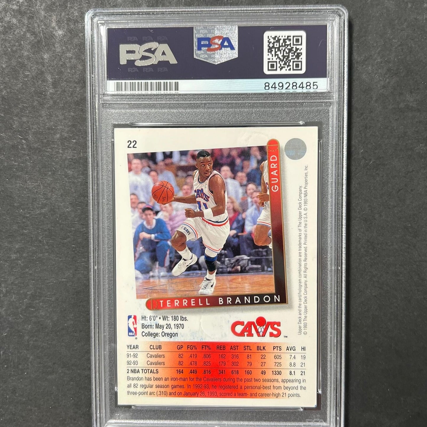 1993-94 Upper Deck #22 Terrell Brandon Signed Card AUTO PSA/DNA Slabbed Cavalier