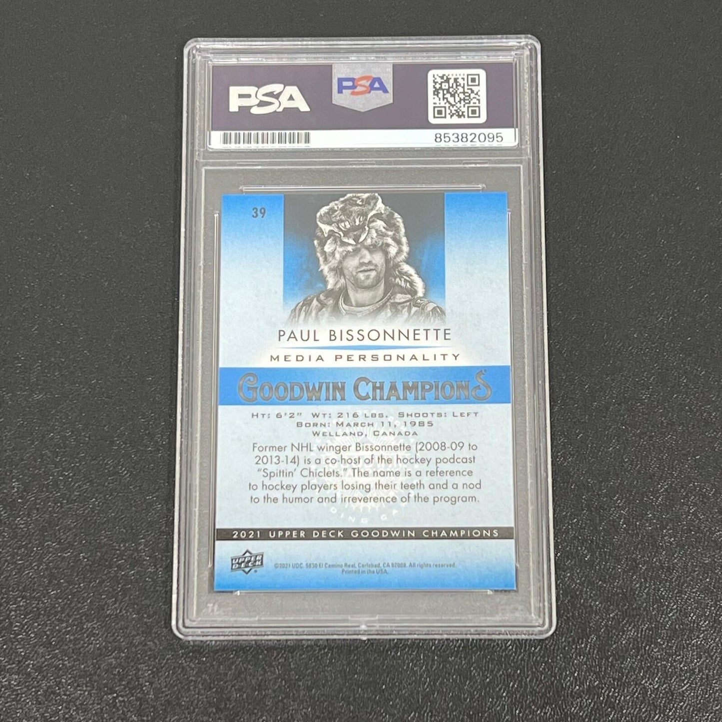 2021 The Upper Deck Company #39 Paul Bissonnette Signed Card AUTO PSA Slabbed