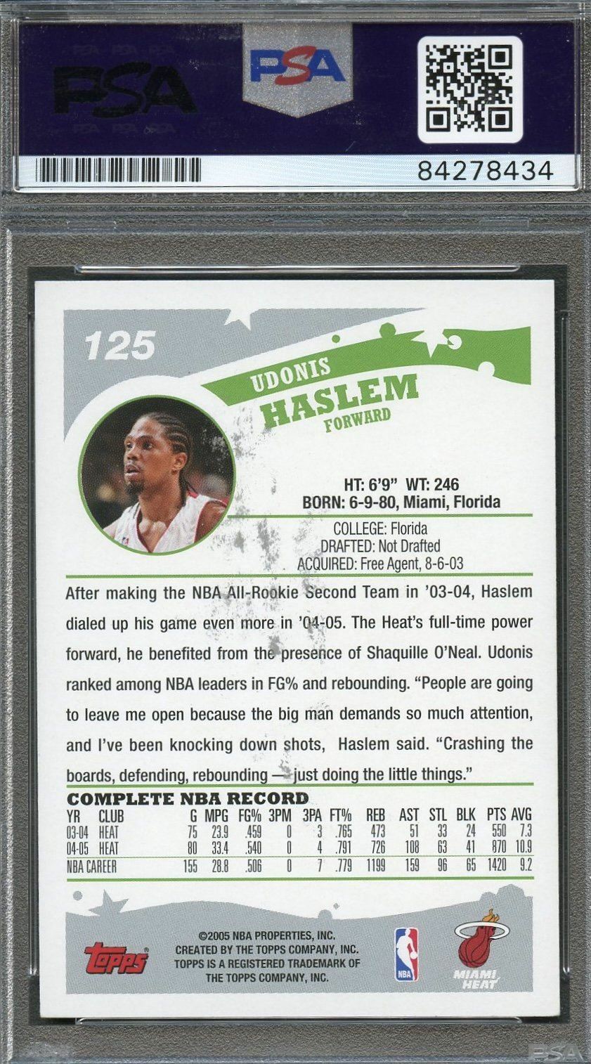 2005 Topps #125 Udonis Haslem Signed Card AUTO PSA Slabbed Heat