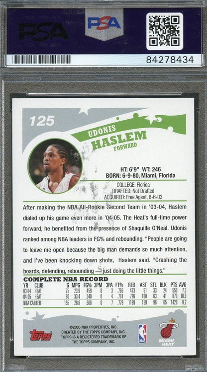 2005 Topps #125 Udonis Haslem Signed Card AUTO PSA Slabbed Heat