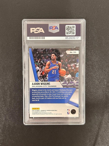 2021-22 Panini Chronicles Threads #100 Aaron Wiggins Signed Card AUTO PSA/DNA Sl