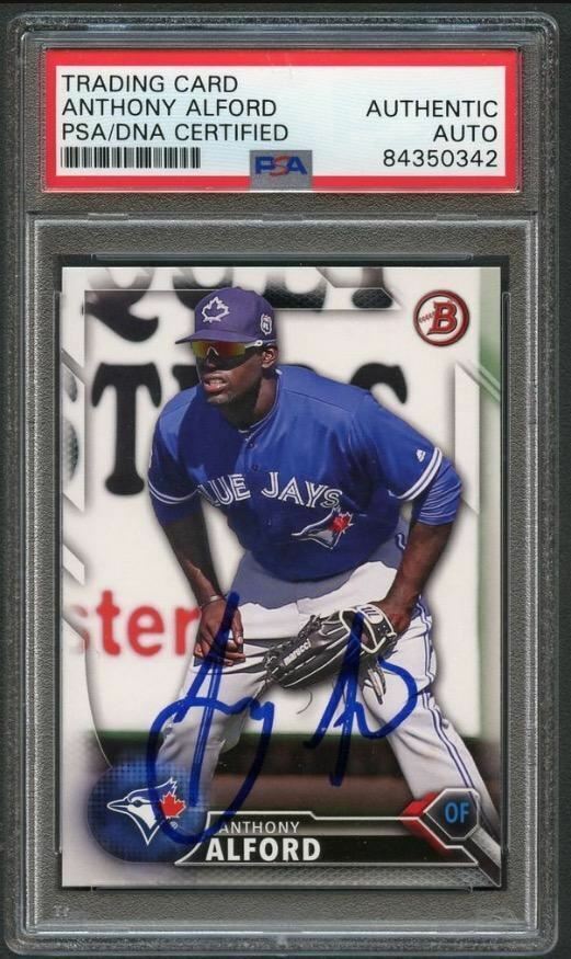 2016 Bowman Draft #BD170 Anthony Alford PSA/DNA Slabbed Autographed AUTO Blue Ja