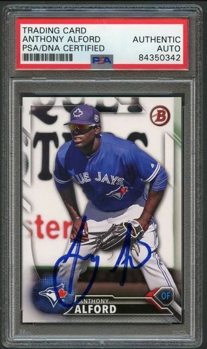 2016 Bowman Draft #BD170 Anthony Alford PSA/DNA Slabbed Autographed AUTO Blue Ja