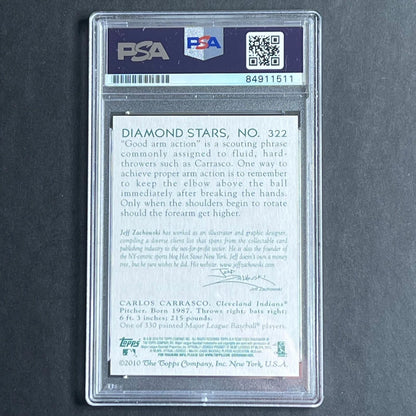 2010 Topps Diamond Stars #322 Carlos Carrasco Signed Card PSA Slabbed Auto 10 Cl
