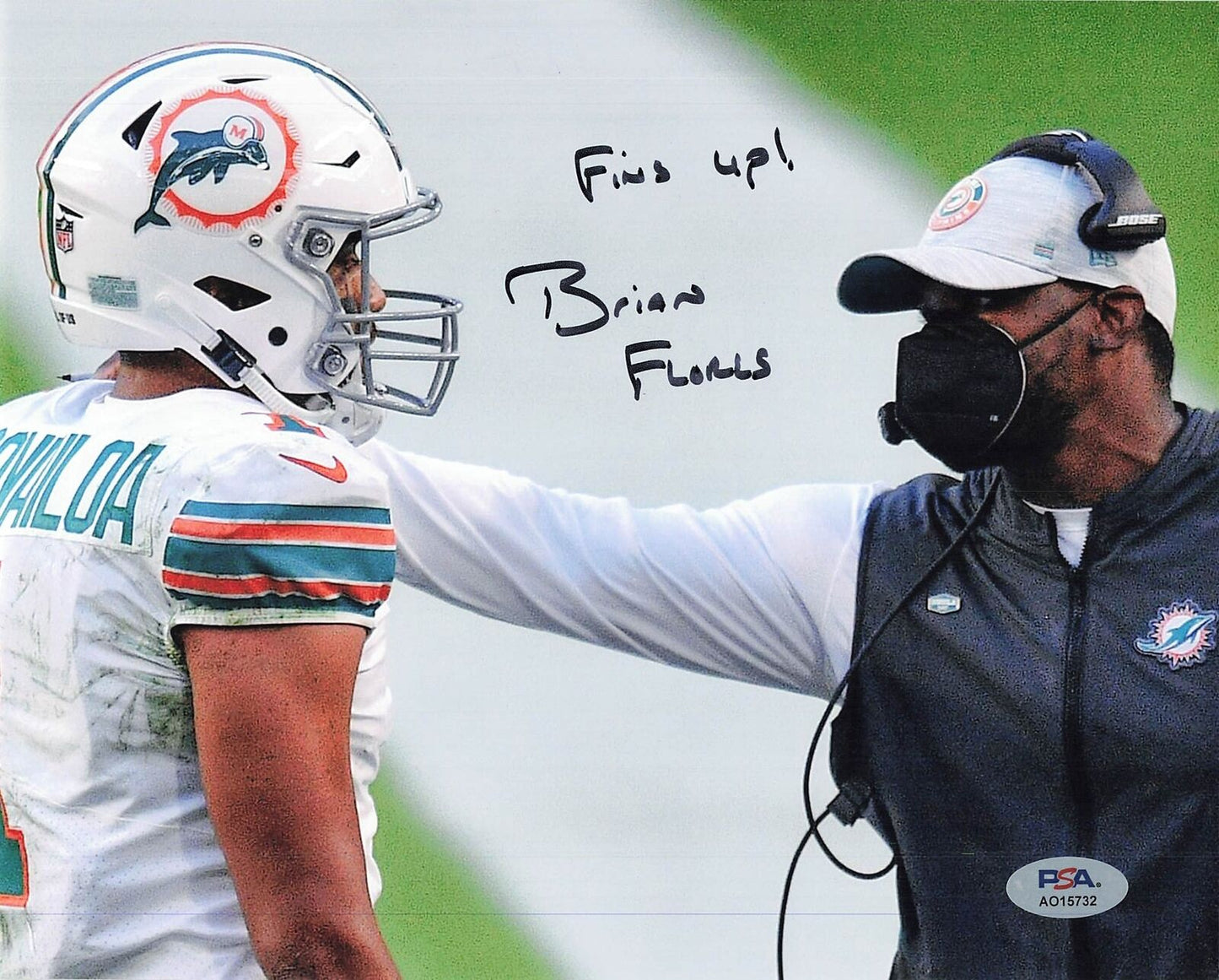 BRIAN FLORES signed 8x10 photo PSA/DNA Miami Dolphins Autographed