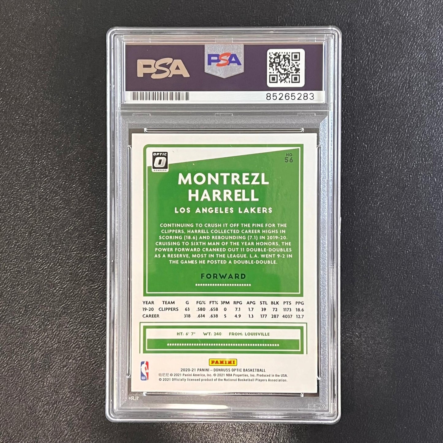 2020-21 NBA Panini Donruss Optic #56 Montrezl Harrell Signed Card AUTO PSA Slabb