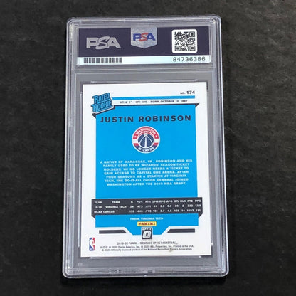2019-20 OPTIC RATED ROOKIE #174 JUSTIN ROBINSON Signed Rookie Card AUTO PSA Slab