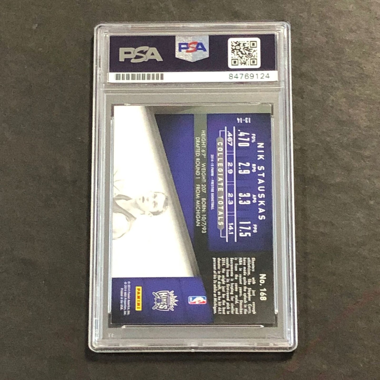 2014-15 Panini Prestige #168 Nik Stauskas Signed Card AUTO 10 PSA Slabbed RC Kin