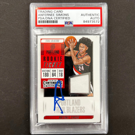 2018-19 Panini Contenders #RT-ASM ANFERNEE SIMONS Signed Rookie Card AUTO PSA Sl