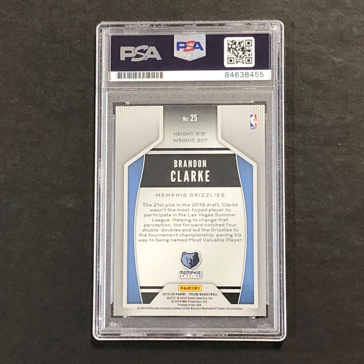 2019-20 Panini Prizm Instant Impact #25 Brandon Clarke Signed Card AUTO PSA Slab
