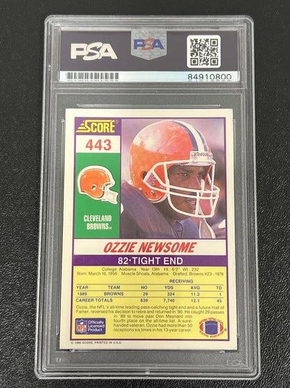 1990 Score #443 Ozzie Newsome Signed Card AUTO 10 PSA slabbed Browns