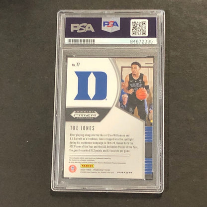 2020-21 Panini Blue White and Red Prizm Draft Picks #77 Tre Jones Signed Card AU