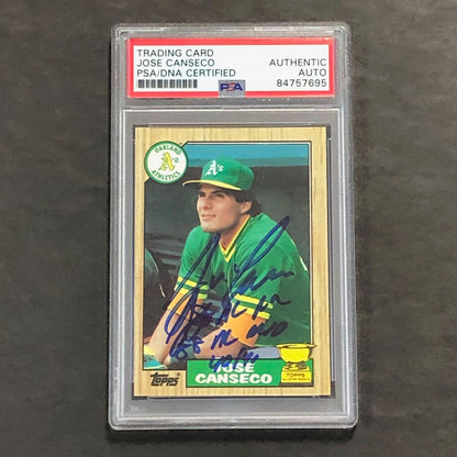 1987 Topps Baseball #620 Jose Canseco Signed Card PSA Slabbed Auto 86 AL ROY 88