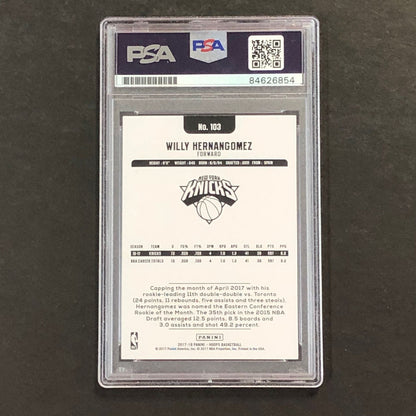 2017-18 NBA Hoops #103 Willy Hernangomez Signed Card AUTO 10 PSA Slabbed Knicks