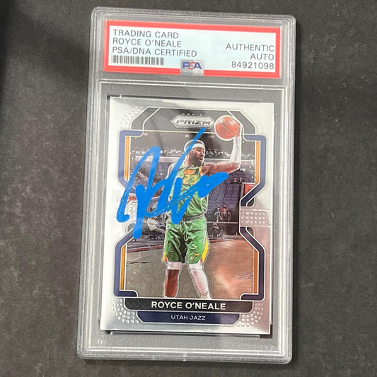 2021-22 Prizm NBA Hoops #50 Royce O'Neale Signed Card AUTO PSA Slabbed Jazz