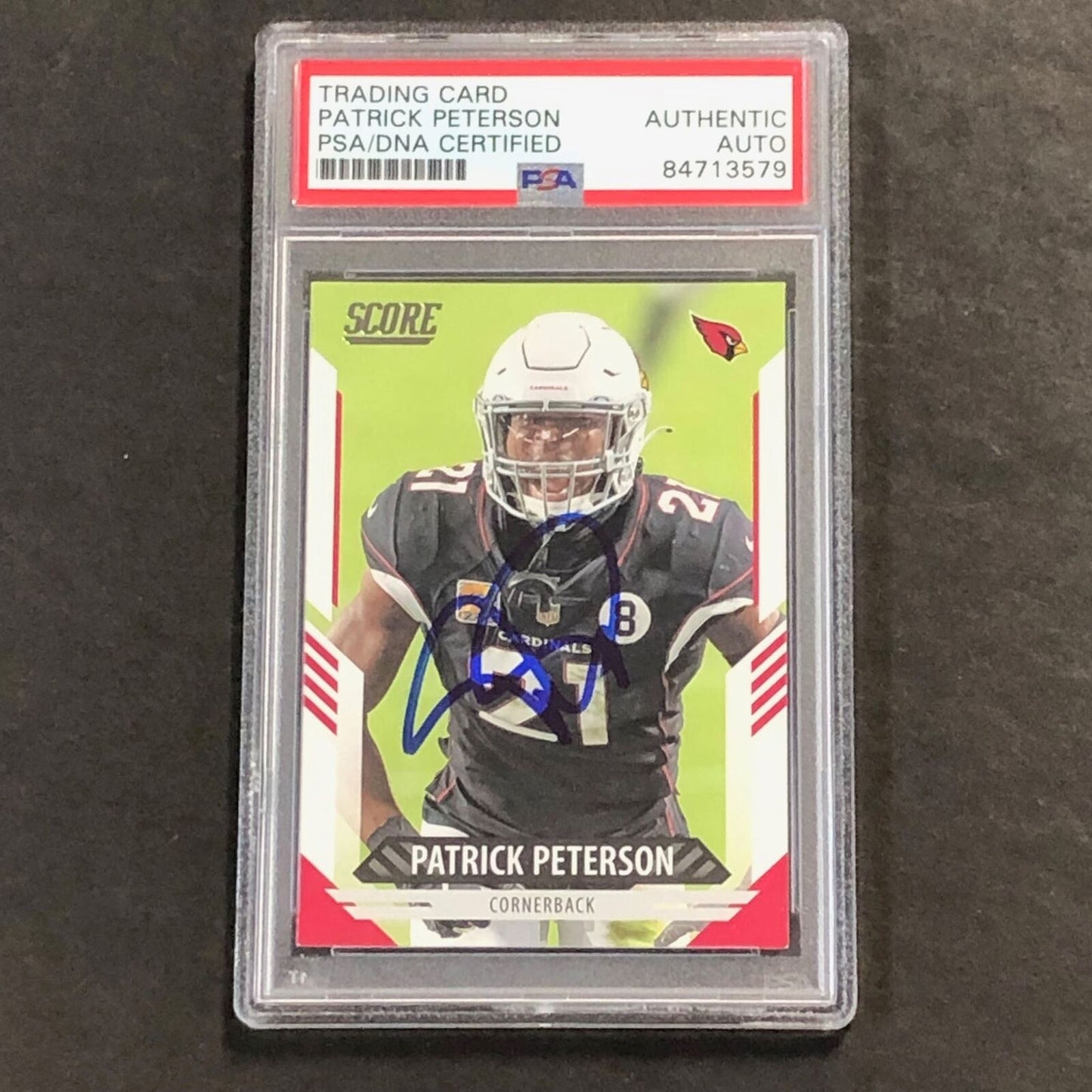 2021 Panini Score #245 Patrick Peterson Signed Card PSA Auto Slabbed Cardinals
