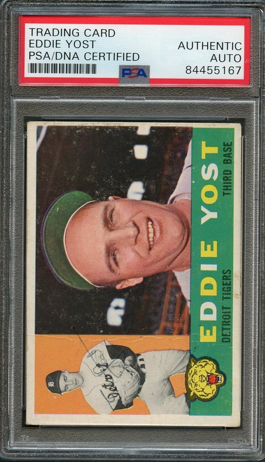 1960 Topps #245 Eddie Yost Signed Card PSA Slabbed Auto Tigers