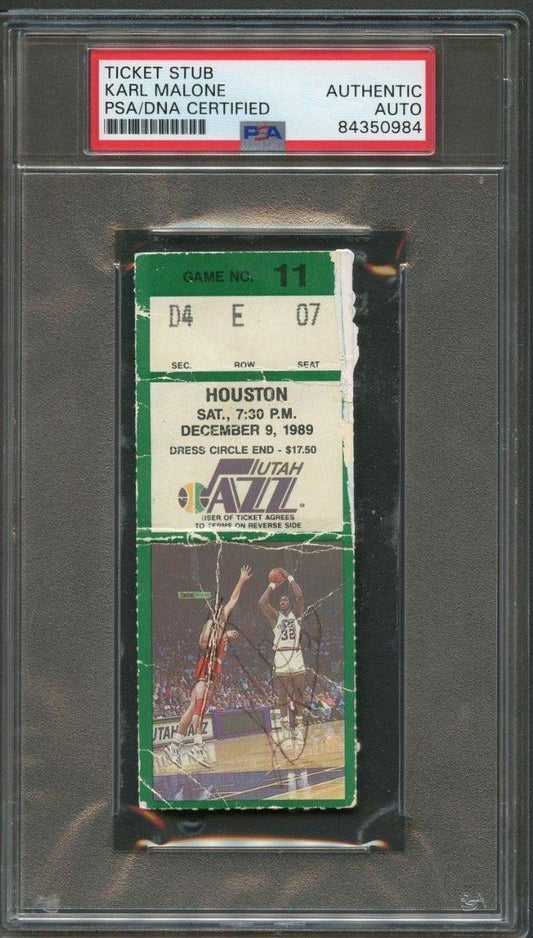 Karl Malone Signed Ticket Stub PSA/DNA Slabbed Autographed Utah Jazz