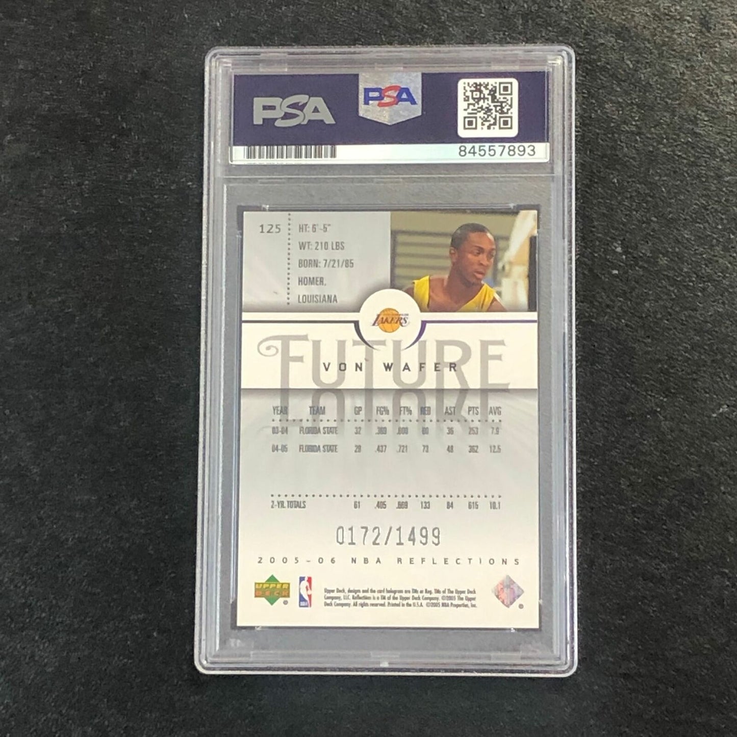 2005-06 Upper Deck Reflections Future #125 Von Wafer Signed Card AUTO PSA Slabbe