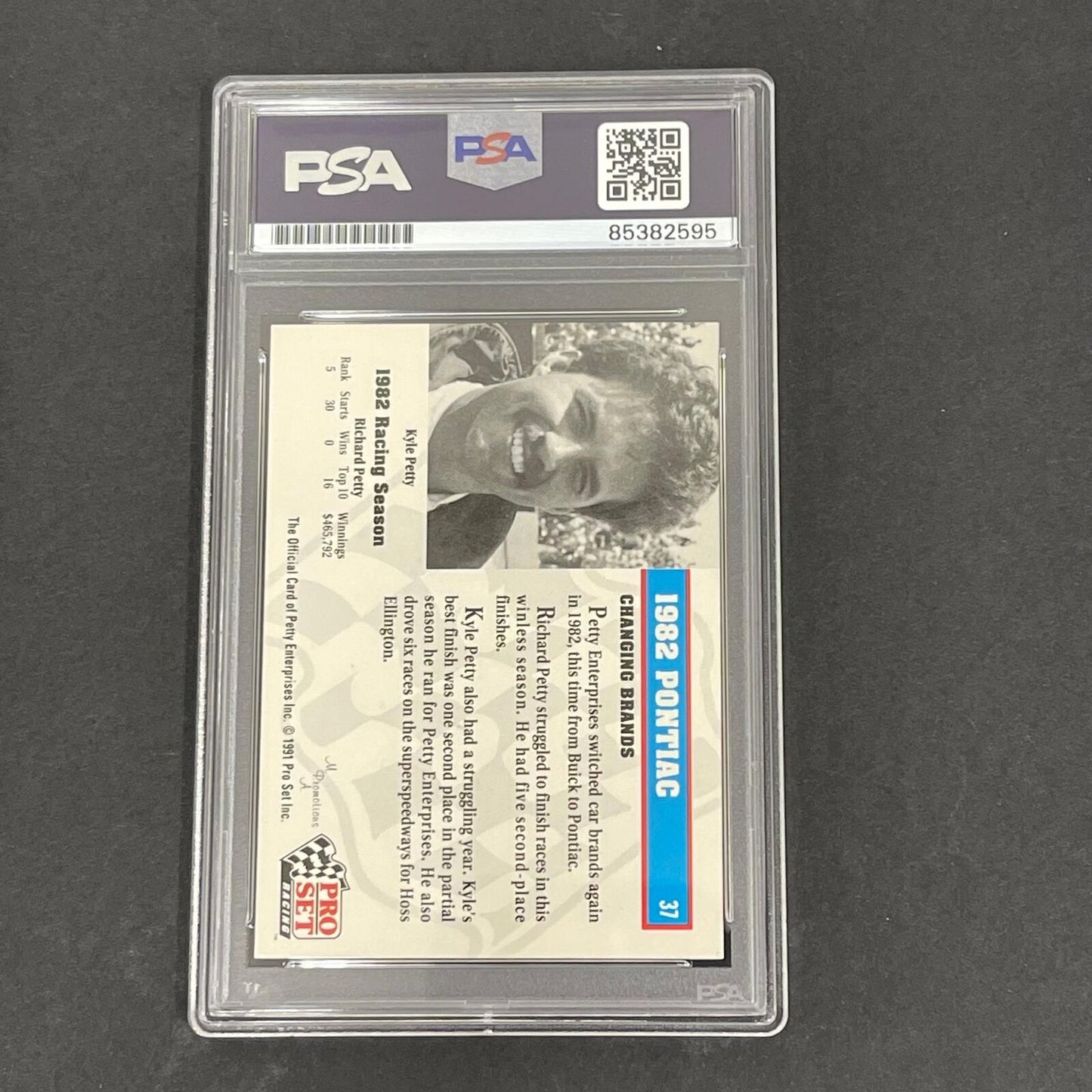 1991 Pro Set Racing #37 Richard Petty Signed Card AUTO PSA Slabbed Nascar