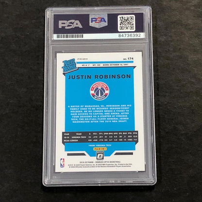 2019-20 OPTIC RATED ROOKIE #174 JUSTIN ROBINSON Signed Rookie Card AUTO PSA Slab