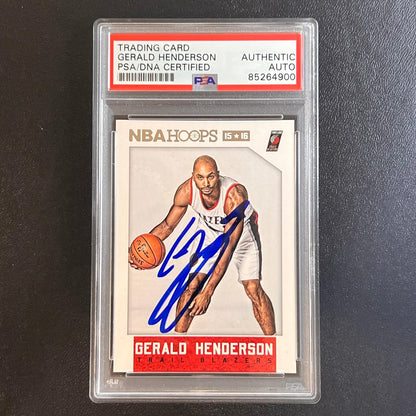 2015-16 Panini NBA Hoops #61 Gerald Henderson Signed AUTO PSA Slabbed Trail Blaz