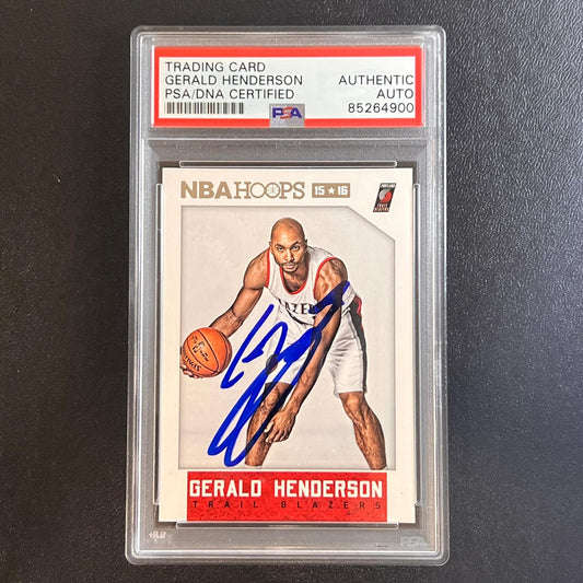 2015-16 Panini NBA Hoops #61 Gerald Henderson Signed AUTO PSA Slabbed Trail Blaz