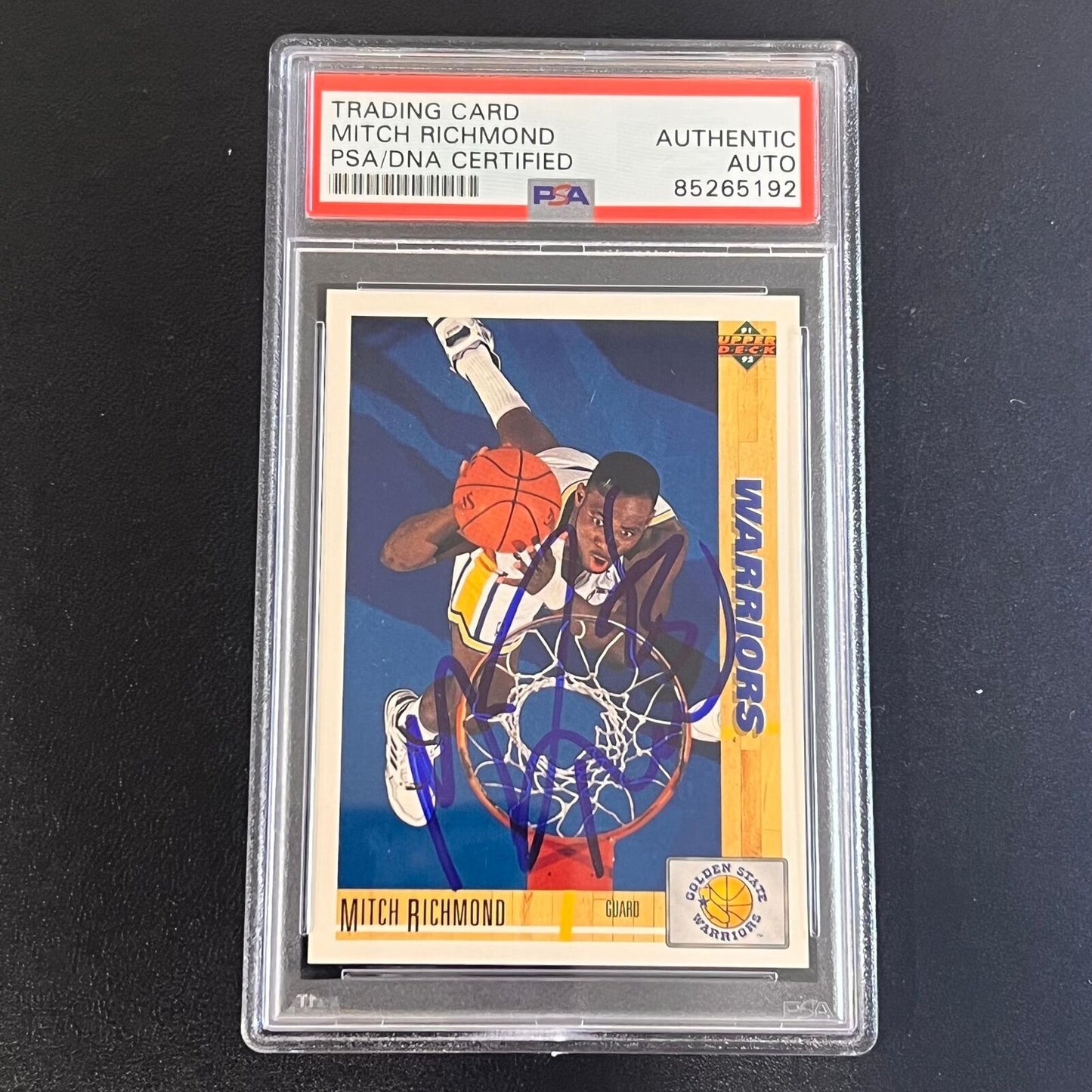 1991 NBA Hoops #265 Mitch Richmond Signed Card AUTO PSA Slabbed Warriors