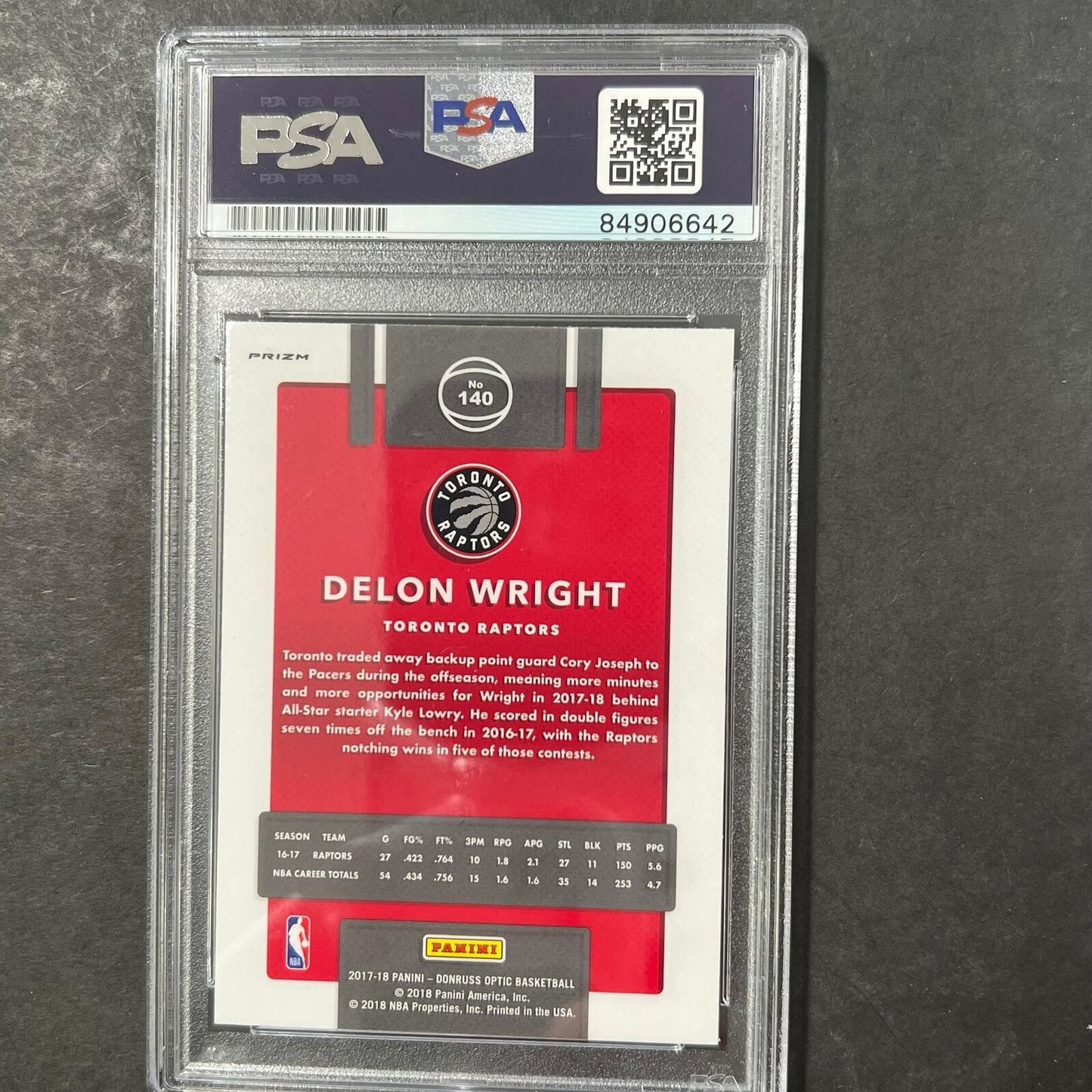 2017 Panini Donruss Optic #140 Delon Wright Signed Card AUTO PSA Slabbed Raptors